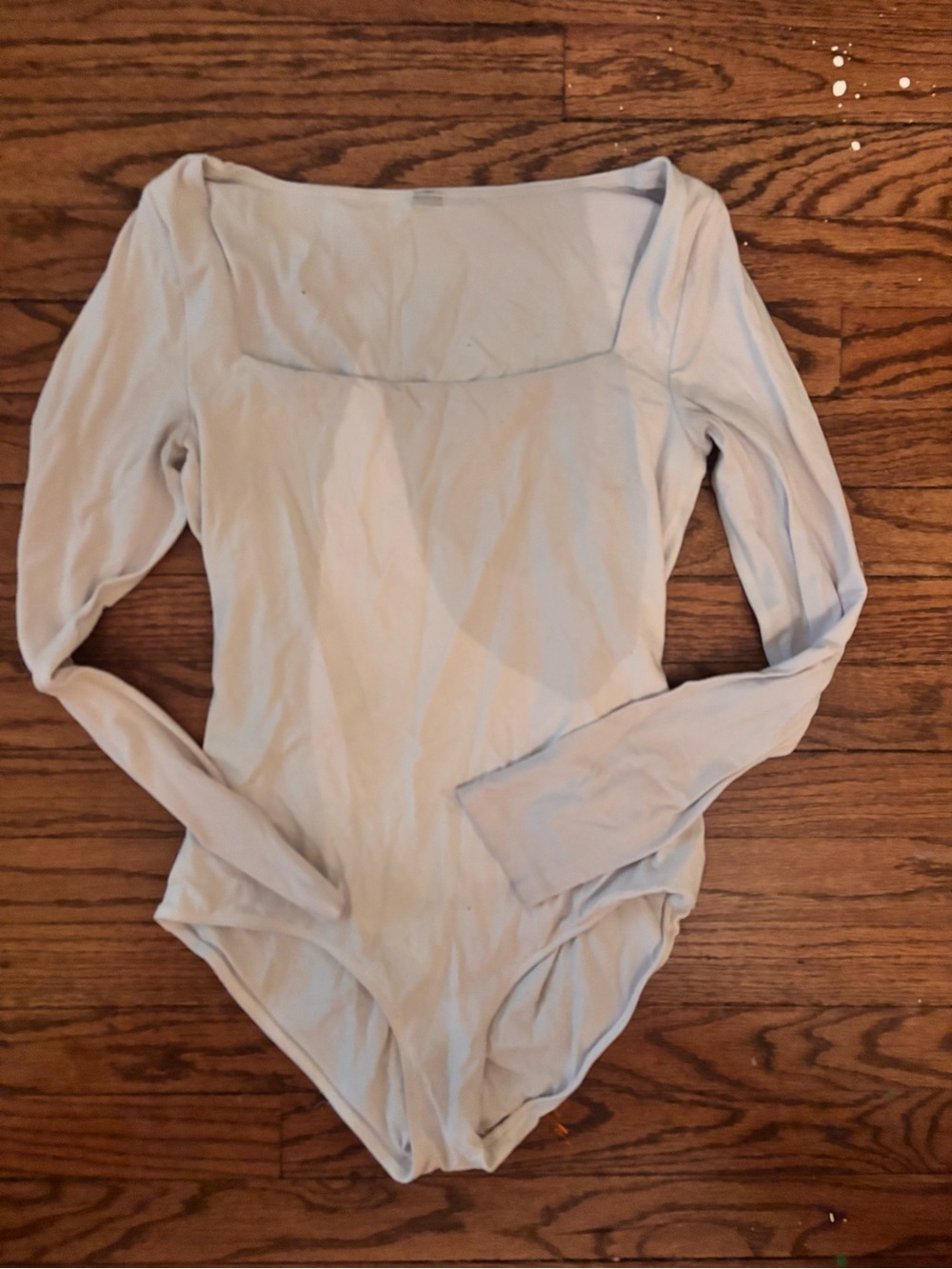 Aritzia Pale Blue Long-Sleeve Square Neck Bodysuit